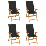 NNEVL Garden Chairs 4 pcs with Black Cushions Solid Teak Wood