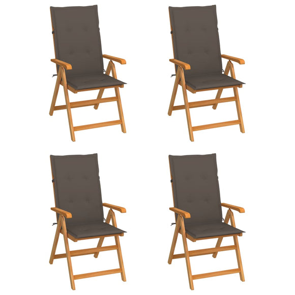 NNEVL Garden Chairs 4 pcs with Taupe Cushions Solid Teak Wood