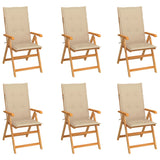 NNEVL Garden Chairs 6 pcs with Beige Cushions Solid Teak Wood