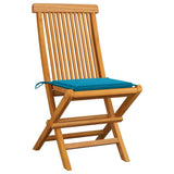 NNEVL Garden Chairs with Blue Cushions 6 pcs Solid Teak Wood