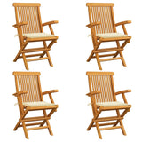 NNEVL Garden Chairs with Cream Cushions 4 pcs Solid Teak Wood