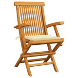 NNEVL Garden Chairs with Cream Cushions 4 pcs Solid Teak Wood