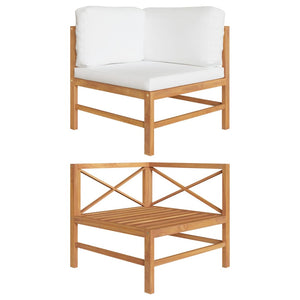 NNEVL Corner Sofa with Cream Cushions Solid Teak Wood