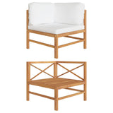 NNEVL Corner Sofa with Cream Cushions Solid Teak Wood