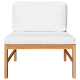 NNEVL Middle Sofa with Cream Cushions Solid Teak Wood