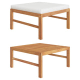 NNEVL Footrest with Cream Cushion Solid Teak Wood