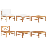 NNEVL 3 Piece Garden Lounge Set with Cream Cushions Teak Wood