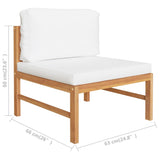 NNEVL 3 Piece Garden Lounge Set with Cream Cushions Teak Wood