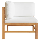 NNEVL 2 Piece Garden Lounge Set with Cream Cushions Teak Wood