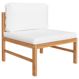 NNEVL 2 Piece Garden Lounge Set with Cream Cushions Teak Wood