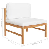 NNEVL 2 Piece Garden Lounge Set with Cream Cushions Teak Wood