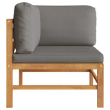 NNEVL Corner Sofa with Dark Grey Cushions Solid Teak Wood