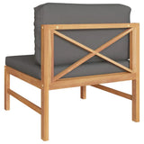 NNEVL Middle Sofa with Dark Grey Cushions Solid Teak Wood