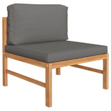 NNEVL 3 Piece Garden Lounge Set with Dark Grey Cushions Teak Wood