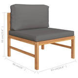 NNEVL 3 Piece Garden Lounge Set with Dark Grey Cushions Teak Wood