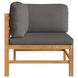 NNEVL 2 Piece Garden Lounge Set with Dark Grey Cushions Teak Wood