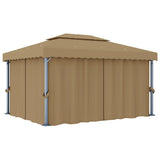 NNEVL Gazebo with Curtain 4x3 m Taupe Aluminium