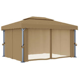 NNEVL Gazebo with Curtain 4x3 m Taupe Aluminium