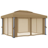 NNEVL Gazebo with Curtain 4x3 m Taupe Aluminium