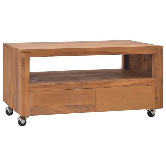 NNEVL TV Cabinet with Wheels 80x50x42 cm Solid Teak Wood