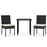 NNEVL 3 Piece Garden Dining Set Poly Rattan Black