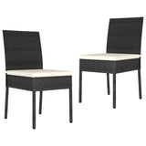 NNEVL 3 Piece Garden Dining Set Poly Rattan Black