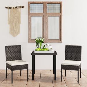 NNEVL 3 Piece Garden Dining Set Poly Rattan Black