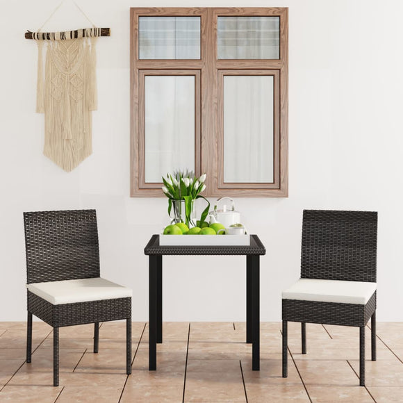 NNEVL 3 Piece Garden Dining Set Poly Rattan Black