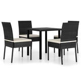 NNEVL 5 Piece Garden Dining Set Poly Rattan Black
