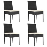 NNEVL 5 Piece Garden Dining Set Poly Rattan Black