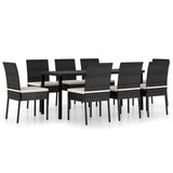 NNEVL 9 Piece Garden Dining Set Poly Rattan Black