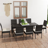 NNEVL 9 Piece Garden Dining Set Poly Rattan Black