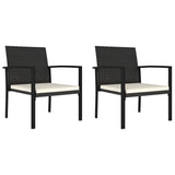 NNEVL 3 Piece Garden Dining Set Poly Rattan Black