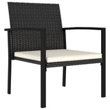 NNEVL 3 Piece Garden Dining Set Poly Rattan Black