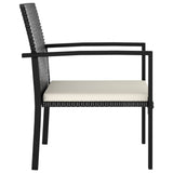 NNEVL 3 Piece Garden Dining Set Poly Rattan Black