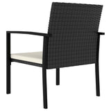 NNEVL 3 Piece Garden Dining Set Poly Rattan Black