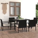 NNEVL 7 Piece Garden Dining Set Poly Rattan Black