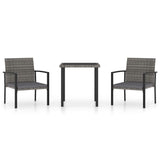 NNEVL 3 Piece Garden Dining Set Poly Rattan Grey