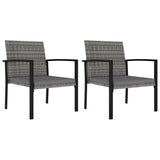 NNEVL 3 Piece Garden Dining Set Poly Rattan Grey