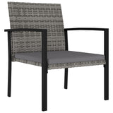 NNEVL 3 Piece Garden Dining Set Poly Rattan Grey