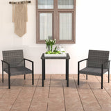 NNEVL 3 Piece Garden Dining Set Poly Rattan Grey