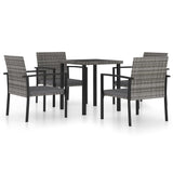 NNEVL 5 Piece Garden Dining Set Poly Rattan Grey