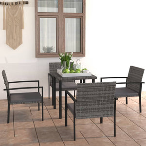 NNEVL 5 Piece Garden Dining Set Poly Rattan Grey
