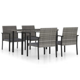 NNEVL 5 Piece Garden Dining Set Poly Rattan Grey