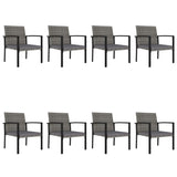 NNEVL 9 Piece Garden Dining Set Poly Rattan Grey