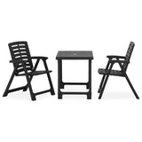NNEVL 3 Piece Folding Bistro Set Plastic Grey