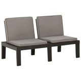 NNEVL Garden Lounge Bench with Cushion Plastic Grey