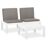 NNEVL 2 Piece Garden Lounge Set with Cushions Plastic White