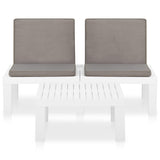 NNEVL 2 Piece Garden Lounge Set with Cushions Plastic White
