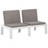 NNEVL 2 Piece Garden Lounge Set with Cushions Plastic White